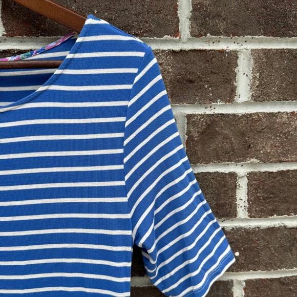 💙 Matilda Jane Blue & White Striped Maxi Dress | Pockets | Soft Knit | Size M - Picture 4 of 5